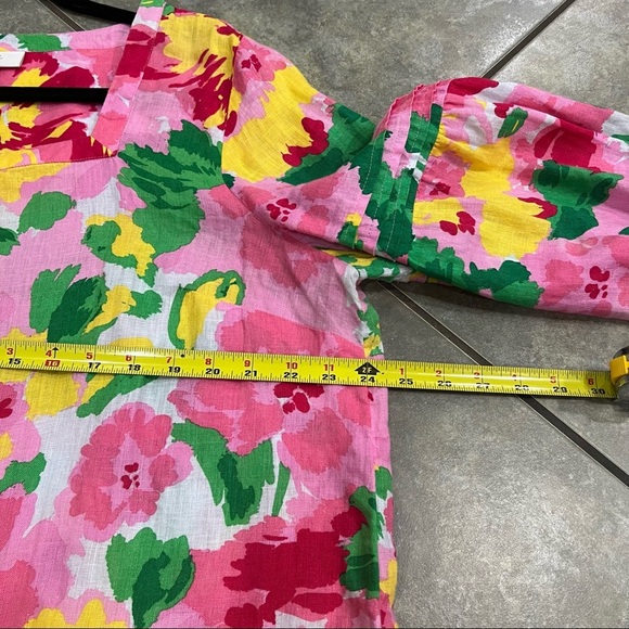 Charter Club Pink Floral Linen Square Neck Tunic Blouse Size XL Boho Resortwear - Picture 7 of 9
